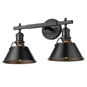 Orwell BLK 2 Light Bath Vanity in Matte Black with Matte Black Shade