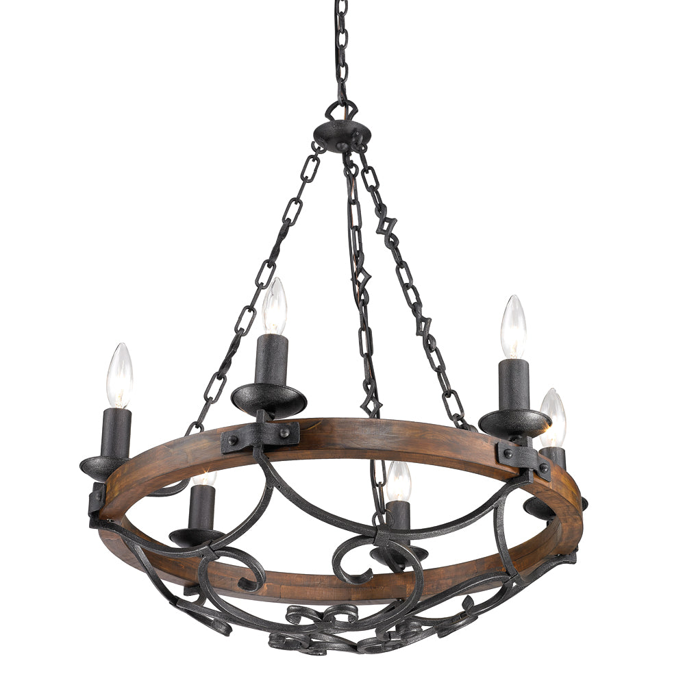 Madera 6-Light Chandelier in Black Iron
