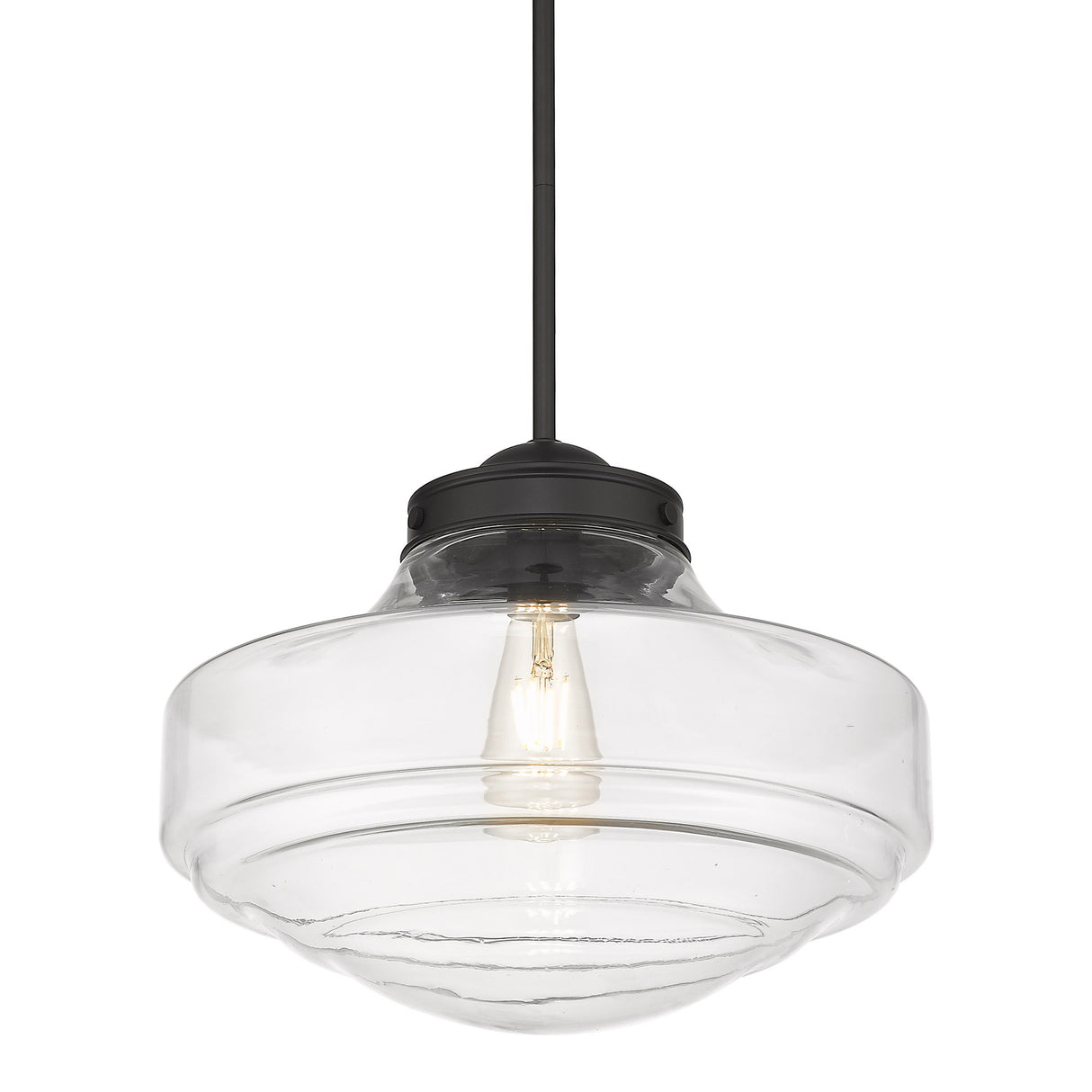 Ingalls Large Pendant in Matte Black with Clear Glass Shade