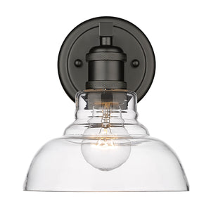 Carver BLK 1 Light Bath Vanity in Matte Black with Clear Glass Shade