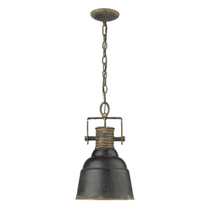Quarry 1 Light Pendant in Antique Black Iron