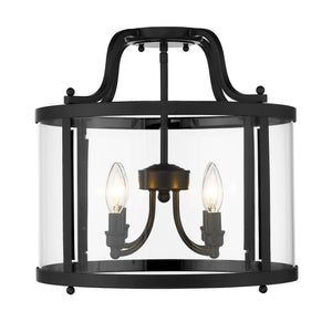 Payton Semi-Flush in Matte Black with Clear Glass