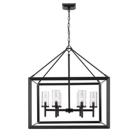 Smyth 6 Light Chandelier in Matte Black with Clear Glass Shades