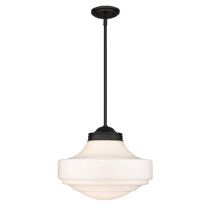 Ingalls Large Pendant in Matte Black with Vintage Milk Glass Shade