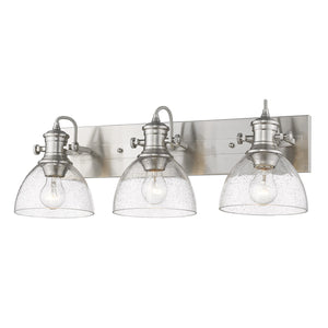 Hines 3-Light Semi-Flush in Pewter with Seeded Glass