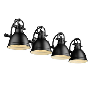 Duncan BLK 4 Light Bath Vanity in Matte Black with Matte Black Shade