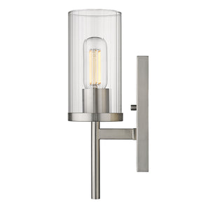 Winslett Wall Sconce in Pewter with Ribbed Clear Glas Shade