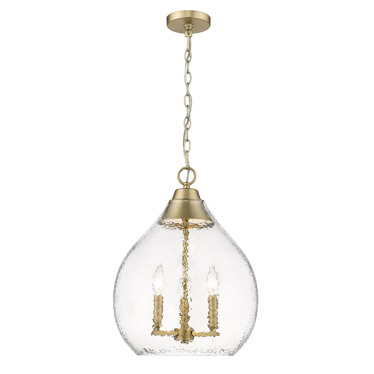 Ariella 3-Light Pendant in Brushed Champagne Bronze with Hammered Clear Glass