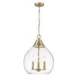 Ariella 3-Light Pendant in Brushed Champagne Bronze with Hammered Clear Glass
