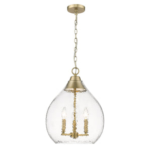 Ariella 3-Light Pendant in Brushed Champagne Bronze with Hammered Clear Glass