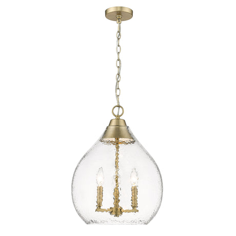 Ariella 3-Light Pendant in Brushed Champagne Bronze with Hammered Clear Glass