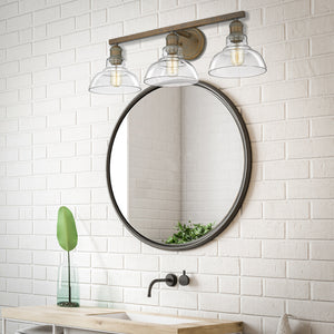 Carver 3 Light Bath Vanity in Copper Patina with Clear Glass Shade