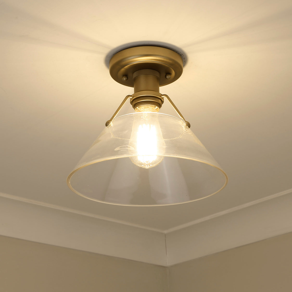 Orwell BCB Flushmount in Brushed Champagne Bronze with Clear Glass Shade