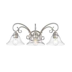 Homestead 3 Light Bath Vanity in Pewter with Clear Glass