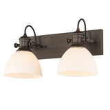 Hines 2-Light Semi-Flush in Rubbed Bronze with Opal Glass