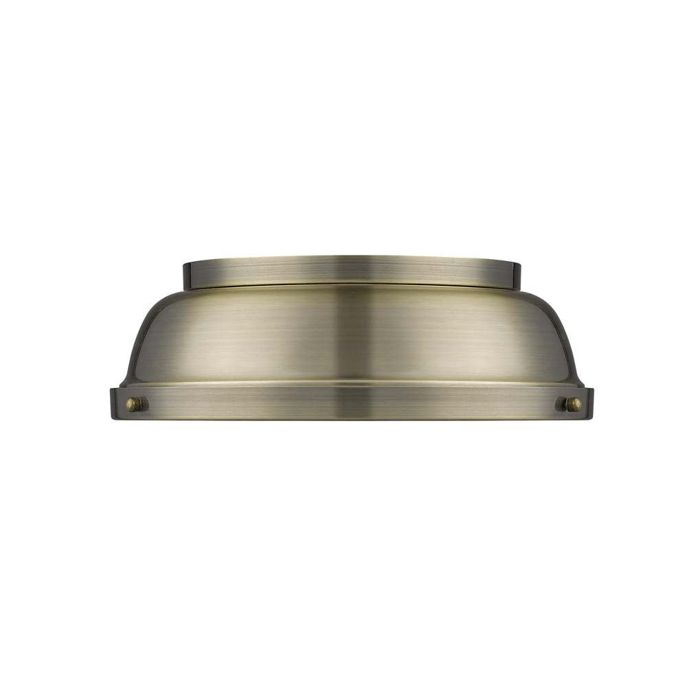 Duncan 14" Flush Mount in Aged Brass with an Aged Brass Shade