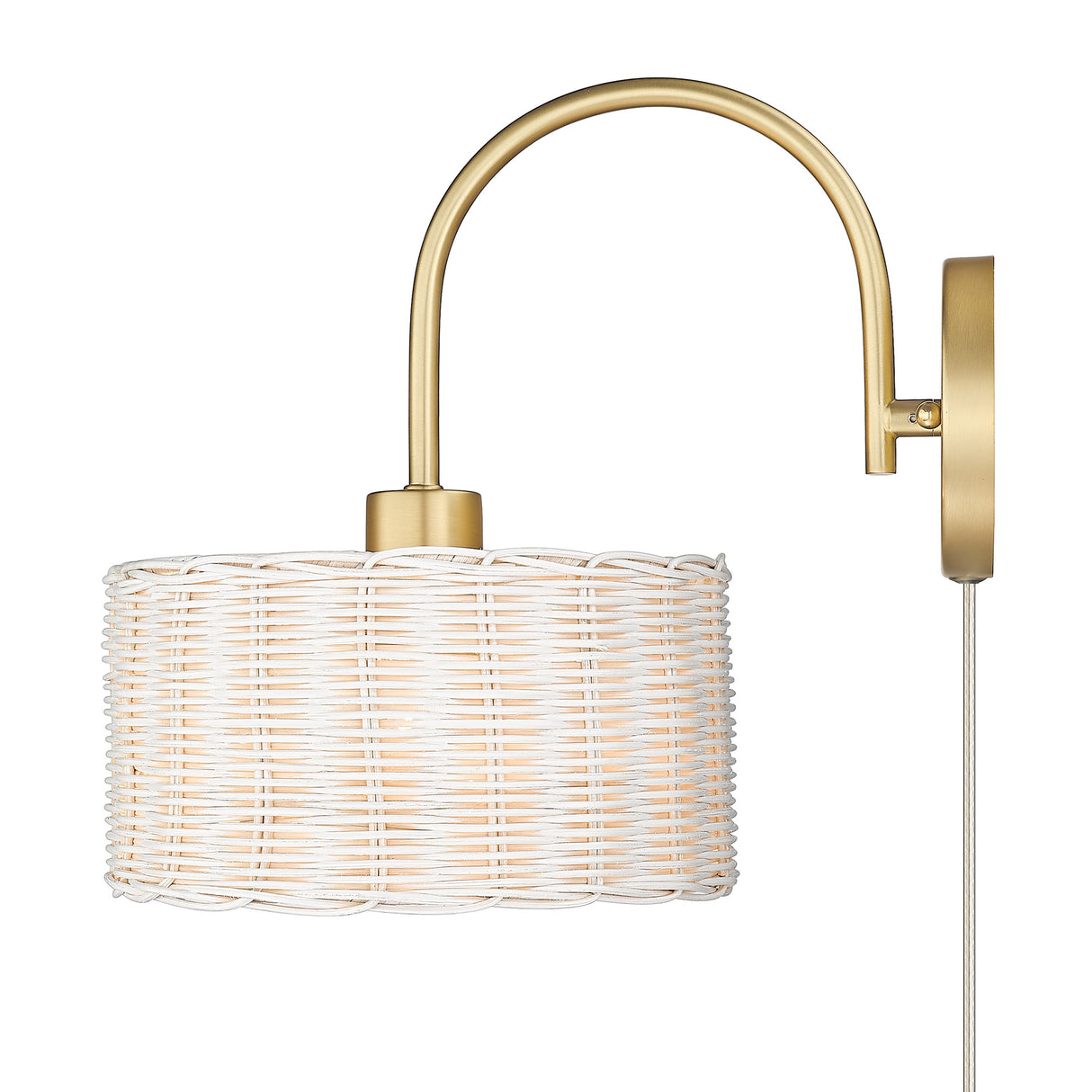 Erma BCB 1 Light Wall Sconce in Brushed Champagne Bronze with White Wicker Shade