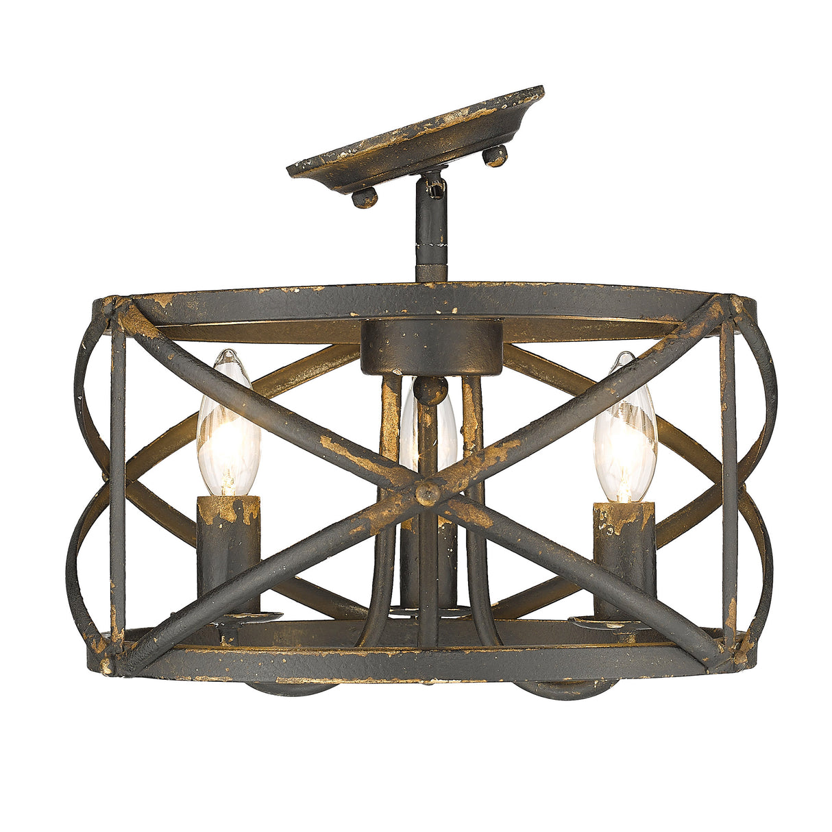 Alcott Semi-Flush in Antique Black Iron