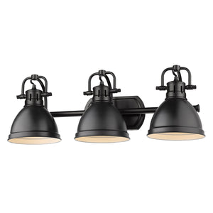 Duncan 3 Light Bath Vanity in Matte Black with a Matte Black Shade
