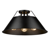 Orwell BLK 3 Light Flush Mount in Matte Black with Matte Black Shade