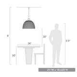 Rue 5 Light Pendant in Matte Black with Woven Sweet Grass Shade