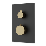 Artos Otella Thermostat with 3-Way Diverter & Off Position Trim Kit Satin Brass / Matte Black – F903B-60TKSBB