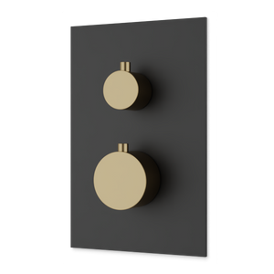 Artos Otella Thermostat with 3-Way Diverter & Off Position Trim Kit Satin Brass / Matte Black – F903B-60TKSBB