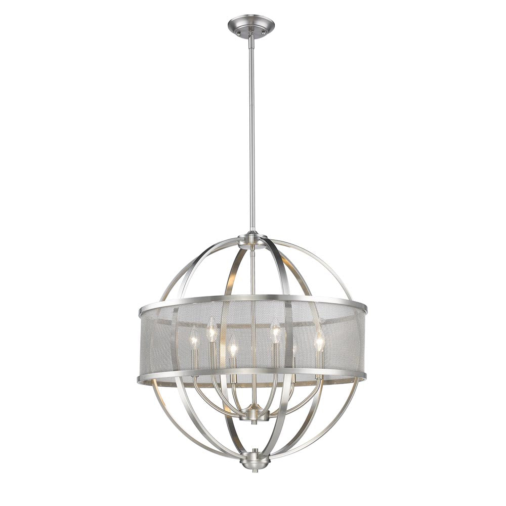 Colson PW 6 Light Chandelier (with shade) in Pewter