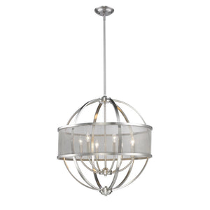 Colson PW 6 Light Chandelier (with shade) in Pewter