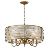 Joia 5 Light Chandelier in Peruvian Gold with a Sheer Filigree Mist Shade