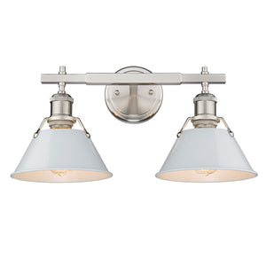 Orwell PW 2 Light Bath Vanity in Pewter with Dusky Blue Shade