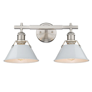 Orwell PW 2 Light Bath Vanity in Pewter with Dusky Blue Shade