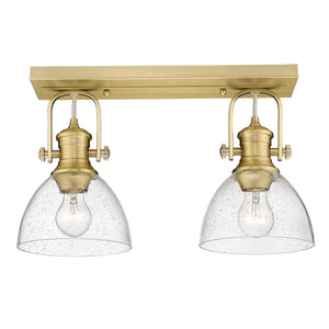 Hines 2 Light Bath Vanity in Brushed Champagne Bronze with Seeded Glass Shades