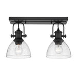 Hines 2-Light Bath Vanity in Matte Black with Seeded Glass