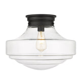 Ingalls Large Semi-Flush in Matte Black with Clear Glass Shade