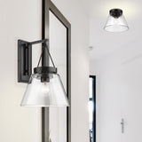 Penn 1 Light Wall Sconce in Matte Black with Clear Glass Shade