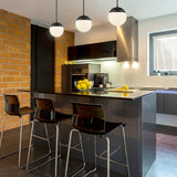 Dixon Small Pendant in Matte Black with Opal Glass and Matte Black Cap