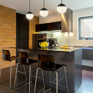 Dixon Small Pendant in Matte Black with Opal Glass and Matte Black Cap