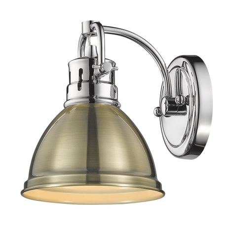 Duncan 1 Light Bath Vanity in Chrome with an Aged Brass Shade