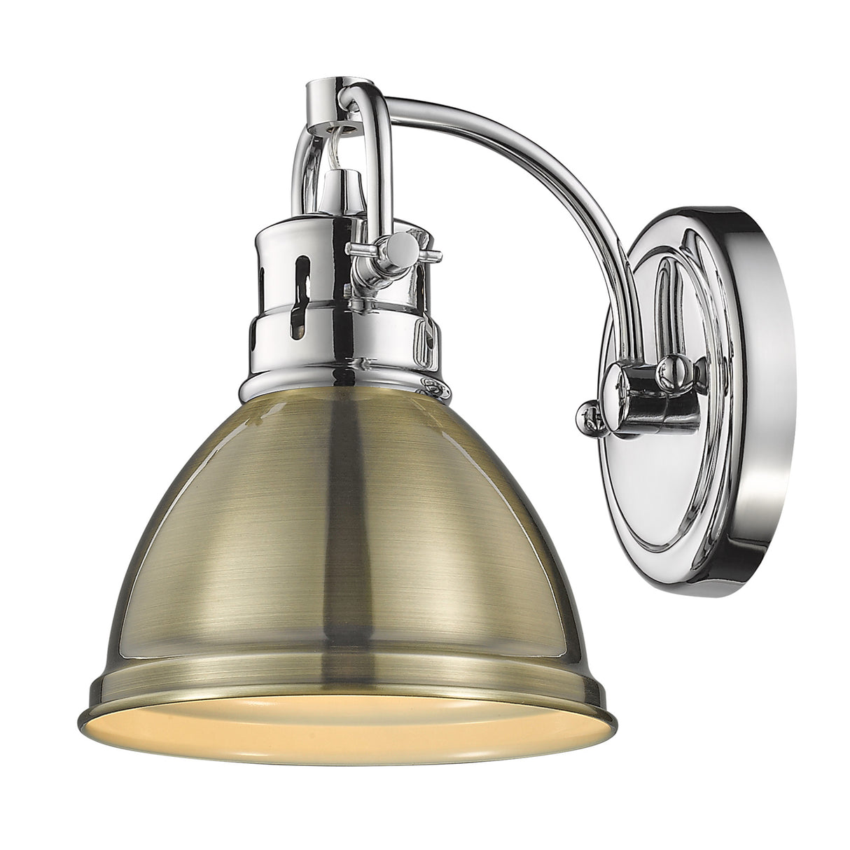 Duncan 1 Light Bath Vanity in Chrome with an Aged Brass Shade