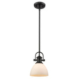 Hines Mini Pendant in Matte Black with Opal Glass