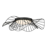 Elena Flush Mount - 24" in Natural Black with Opal Glass Shade