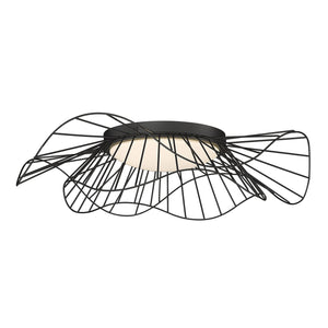 Elena Flush Mount - 24" in Natural Black with Opal Glass Shade