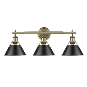 Orwell AB 3 Light Bath Vanity in Aged Brass with Matte Black Shade