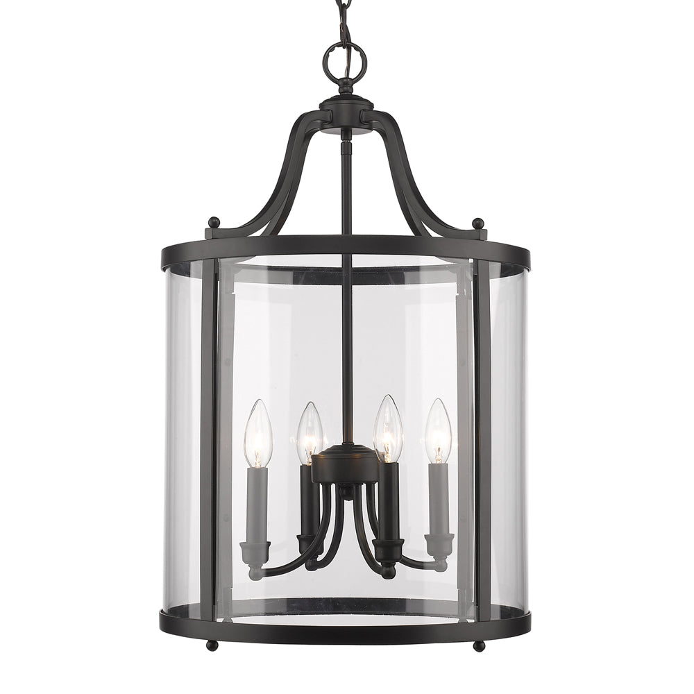 Payton 4-Light Pendant in Matte Black with Clear Glass