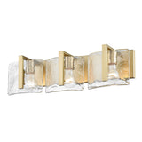 Aenon 3-Light Bath Vanity in Brushed Champagne Bronze with Hammered Water Glass Shade