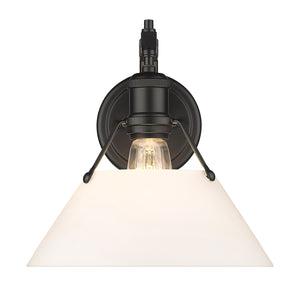 Orwell BLK 1 Light Wall Sconce in Matte Black with Opal Glass Shade