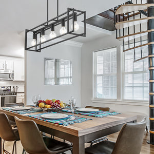 Tribeca Linear Pendant in Matte Black with Matte Black Accents