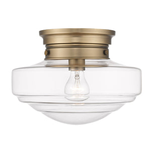 Ingalls Semi-Flush in Modern Brass and Clear Glass Shade