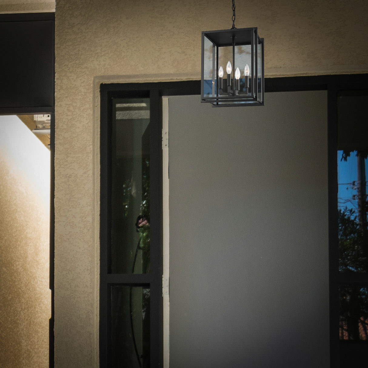 Tribeca Outdoor 4 Light Pendant in Natural Black